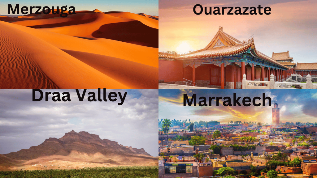 Merzouga, Draa Valley, Ouarzazate, and Marrakech